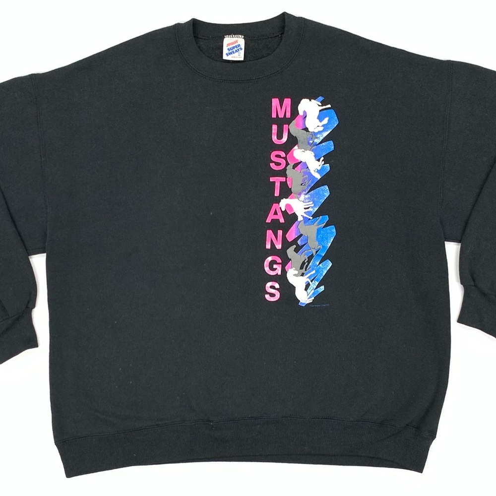 VTG 80s 90s Mustangs Horses Crewneck Made In USA L